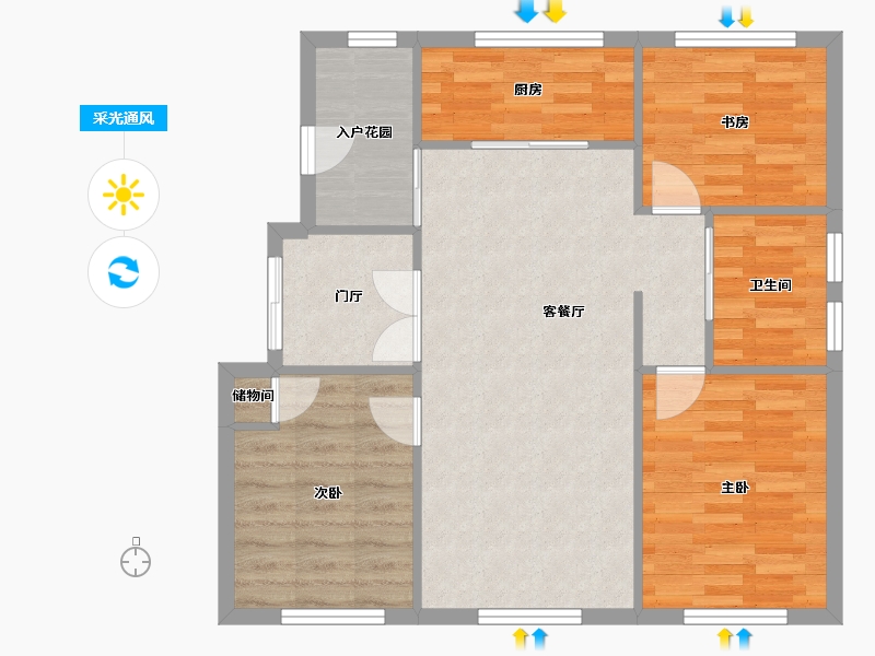 天津-天津市-宝德云湾云湾7号楼,云湾8号楼建面101m²-79.96-户型库-采光通风