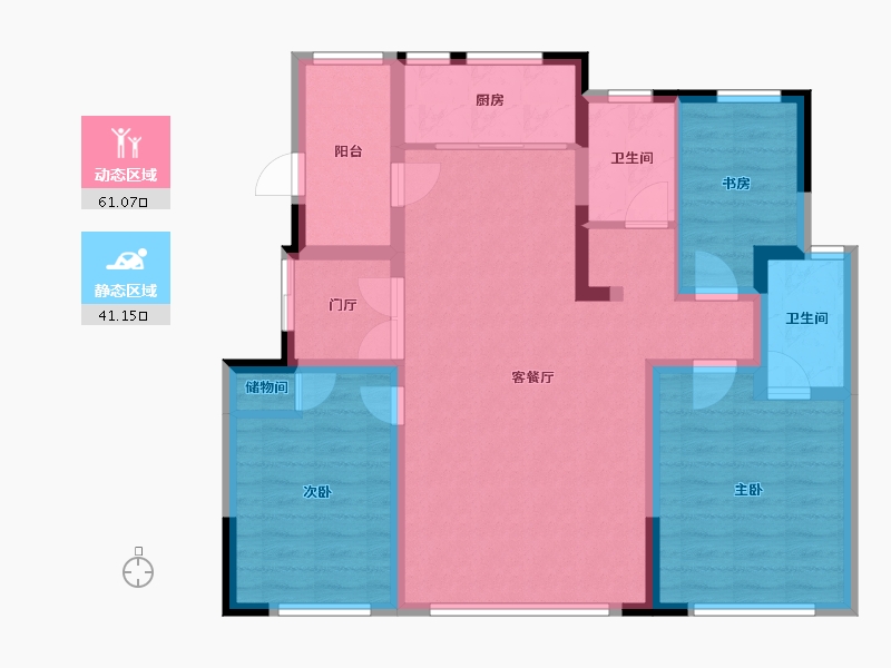 天津-天津市-宝德云湾5号楼,12号楼建面122m²-91.03-户型库-动静分区