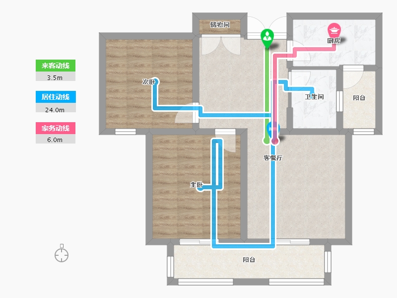 天津-天津市-八方观园4号楼建面102m²-73.84-户型库-动静线