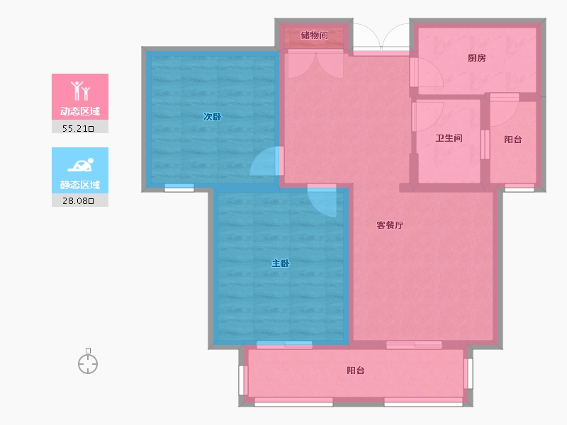 天津-天津市-八方观园4号楼建面102m²-73.84-户型库-动静分区