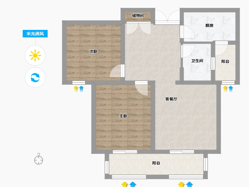 天津-天津市-八方观园4号楼建面102m²-73.84-户型库-采光通风