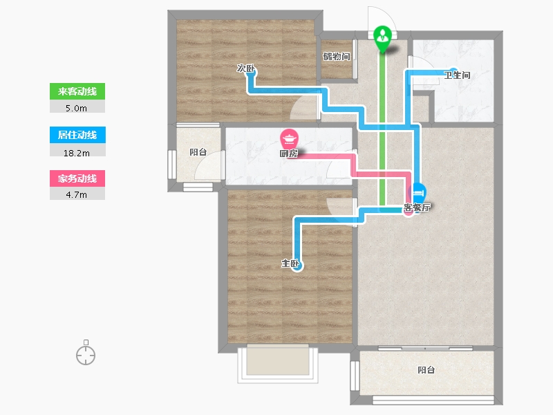 天津-天津市-八方观园8号楼建面95m²-70.04-户型库-动静线