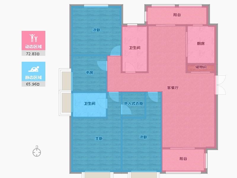 天津-天津市-八方观园4号楼建面171m²-127.61-户型库-动静分区