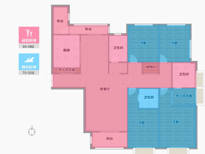 天津-天津市-八方观园4号楼建面206m²-155.09-户型库-动静分区