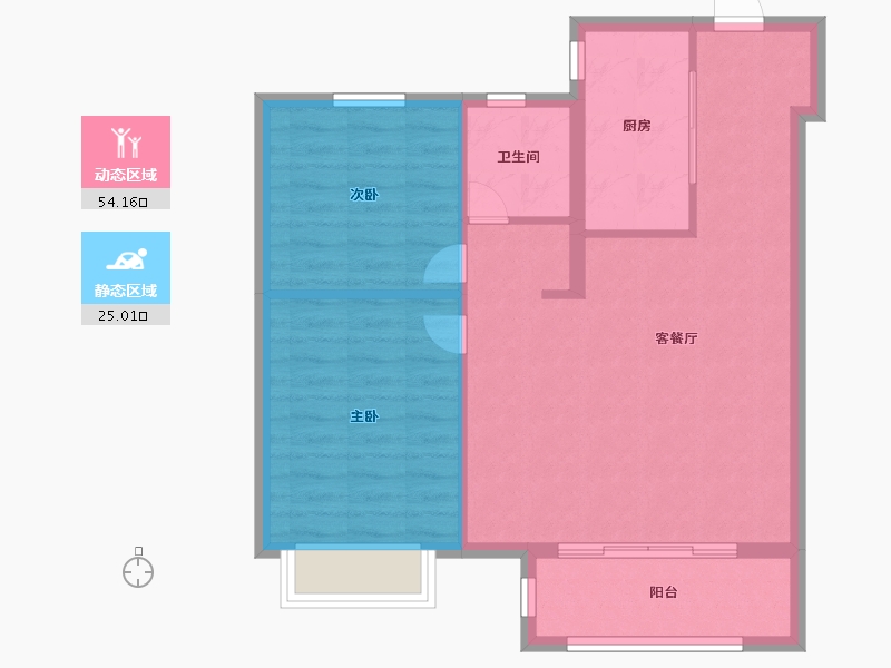 天津-天津市-新城旭辉悦隽都会悦隽都会1号楼,悦隽都会9号楼,悦隽都会10号楼建面90m²-72.00-户型库-动静分区