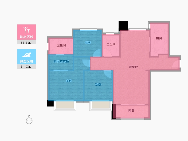 天津-天津市-合景誉峰誉峰园26号楼建面116m²-78.70-户型库-动静分区