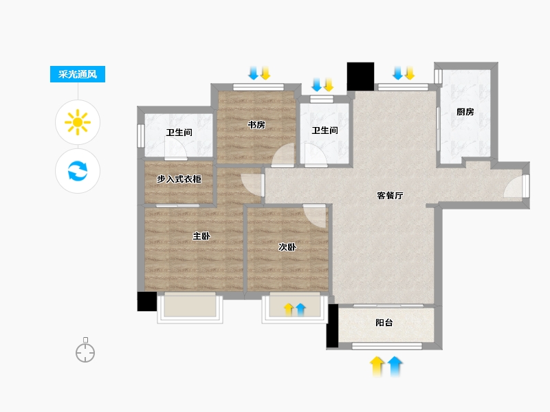 天津-天津市-合景誉峰誉峰园26号楼建面116m²-78.70-户型库-采光通风