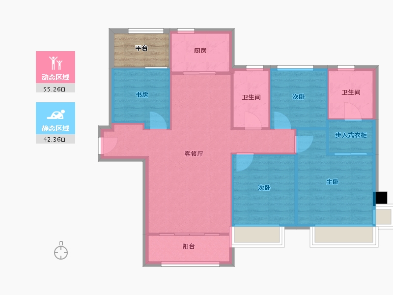 天津-天津市-合景誉峰誉峰园26号楼建面131m²-92.82-户型库-动静分区