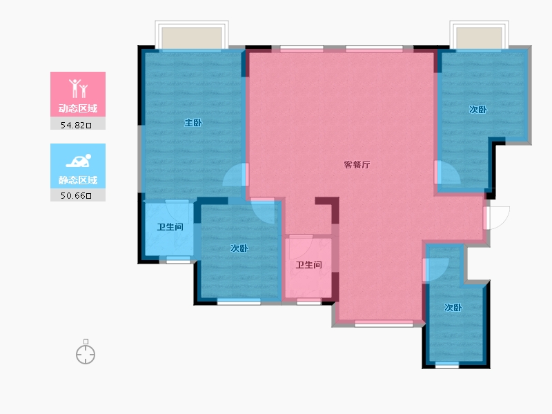 天津-天津市-天地源熙樾湾3号楼,9号楼建面126m²-94.10-户型库-动静分区