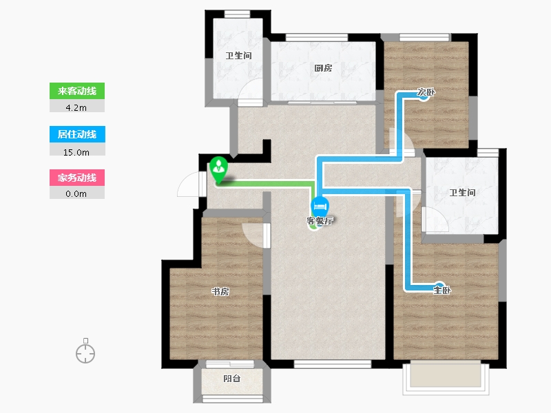 天津-天津市-天地源熙樾湾3号楼,6号楼,7号楼,9号楼建面115m²-86.12-户型库-动静线