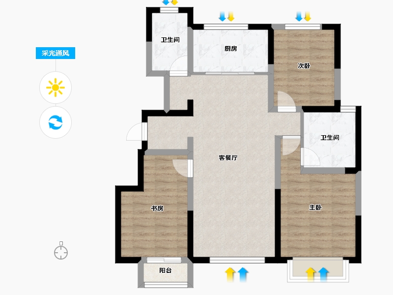 天津-天津市-天地源熙樾湾3号楼,6号楼,7号楼,9号楼建面115m²-86.12-户型库-采光通风