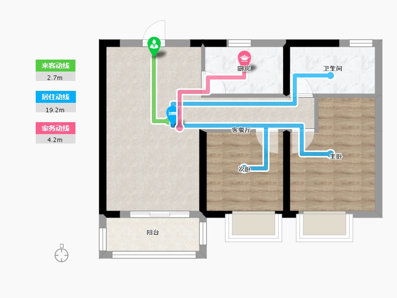 天津-天津市-中骏皓景湾1号楼,2号楼建面80m²-55.45-户型库-动静线