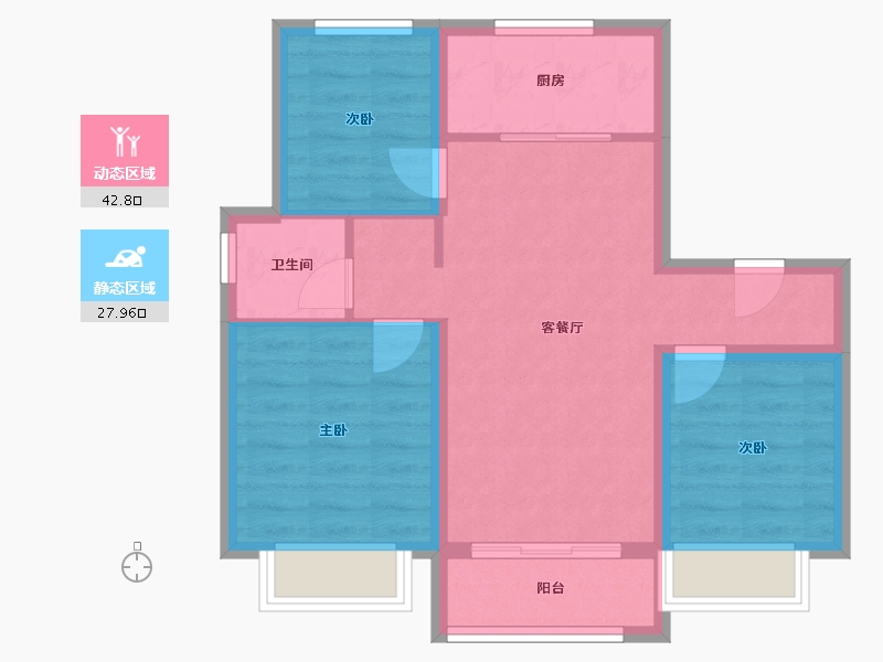 天津-天津市-中骏皓景湾6号楼,中骏皓景湾7号楼,中骏皓景湾8号楼,中骏皓景湾5号楼,4号楼,-62.79-户型库-动静分区