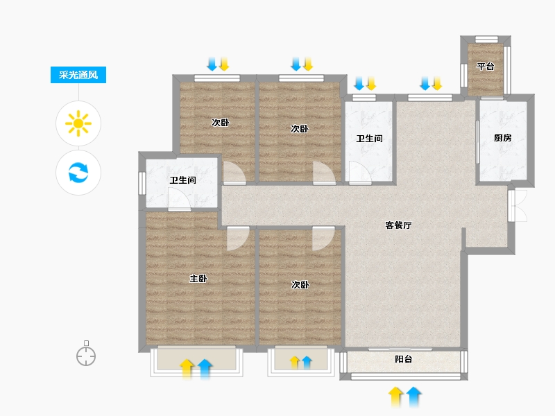 天津-天津市-南益名悦湾1号楼建面149m²-106.19-户型库-采光通风