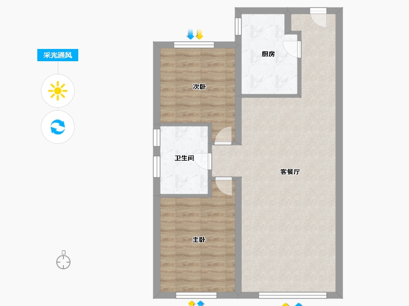 天津-天津市-金科中海金海湾建面82m²-65.60-户型库-采光通风