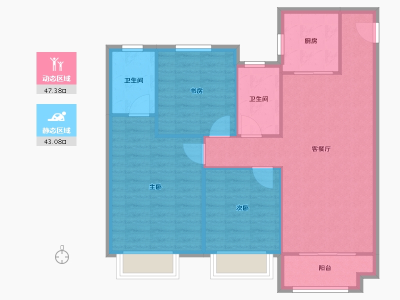 天津-天津市-合景领峰领世园2号楼建面117m²-82.47-户型库-动静分区