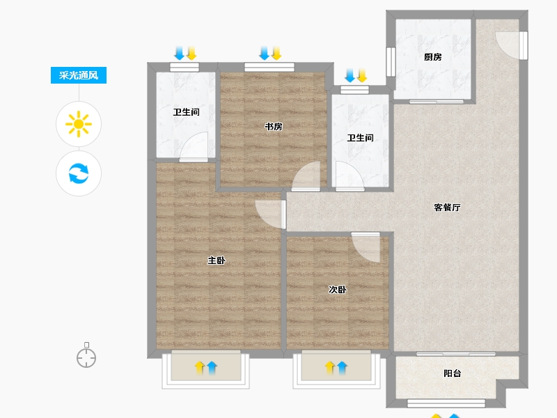 天津-天津市-合景领峰领世园2号楼建面117m²-82.47-户型库-采光通风