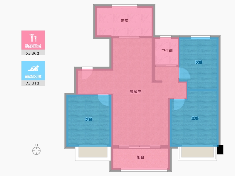 天津-天津市-碧桂园天樾1号楼,碧桂园天樾2号楼,碧桂园天樾5号楼,碧桂园天樾9号楼,碧桂园天樾1-76.80-户型库-动静分区