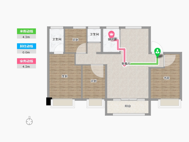 天津-天津市-碧桂园天樾3号楼,碧桂园天樾16号楼建面137m²-109.60-户型库-动静线