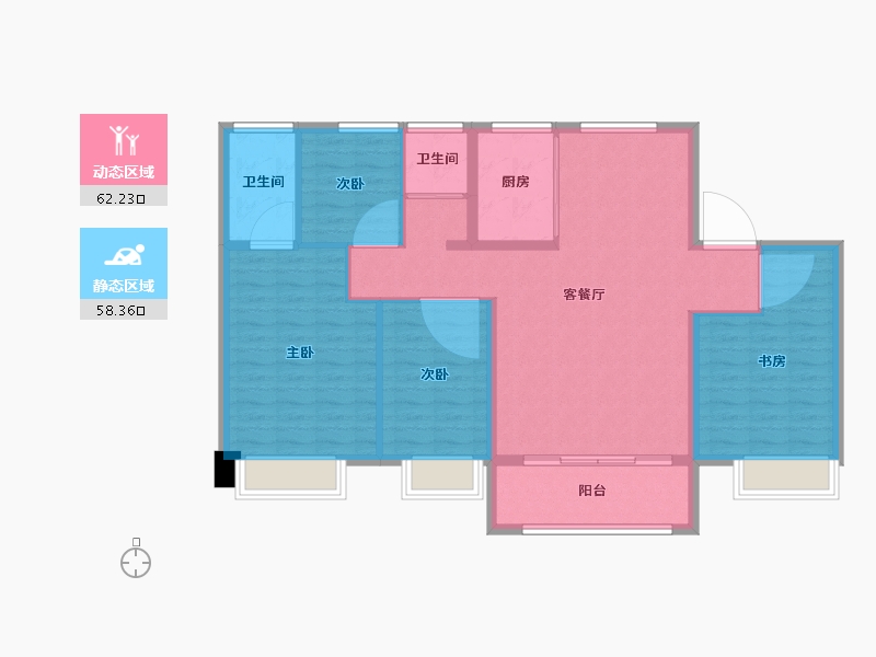 天津-天津市-碧桂园天樾3号楼,碧桂园天樾16号楼建面137m²-109.60-户型库-动静分区