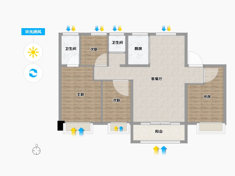 天津-天津市-碧桂园天樾3号楼,碧桂园天樾16号楼建面137m²-109.60-户型库-采光通风