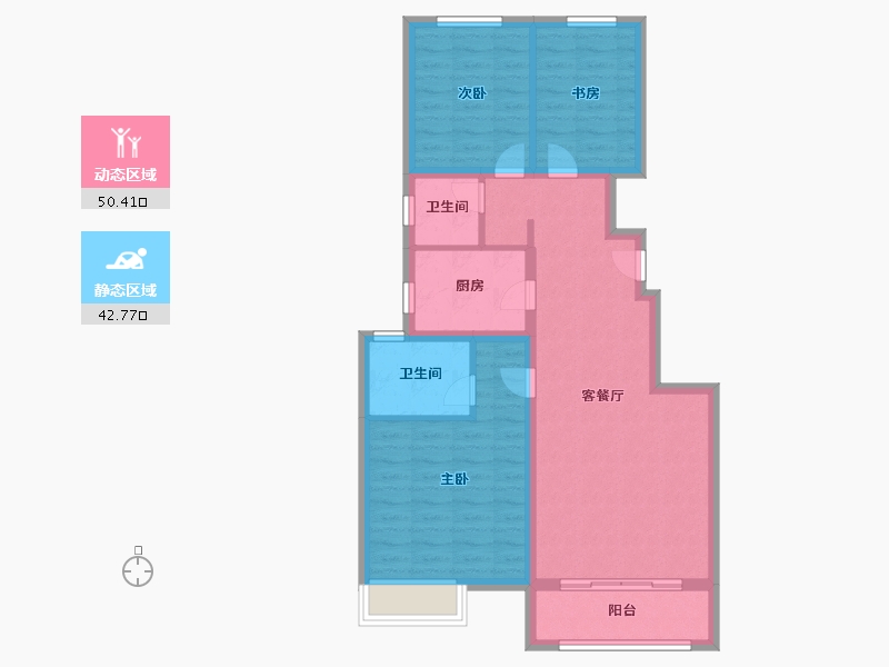 天津-天津市-恒盛官港湖上尚海湾西苑47号楼,尚海湾西苑32号楼,尚海湾西苑18号楼建面104m²-83.20-户型库-动静分区