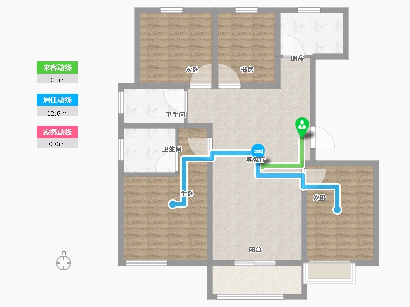 天津-天津市-恒盛官港湖上尚海湾西苑29号楼建面139m²-112.00-户型库-动静线