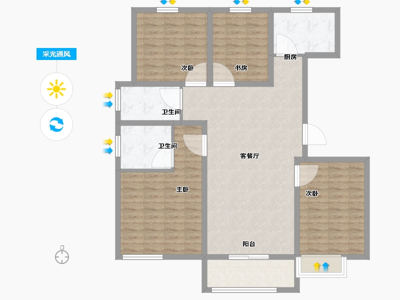 天津-天津市-恒盛官港湖上尚海湾西苑29号楼建面139m²-112.00-户型库-采光通风