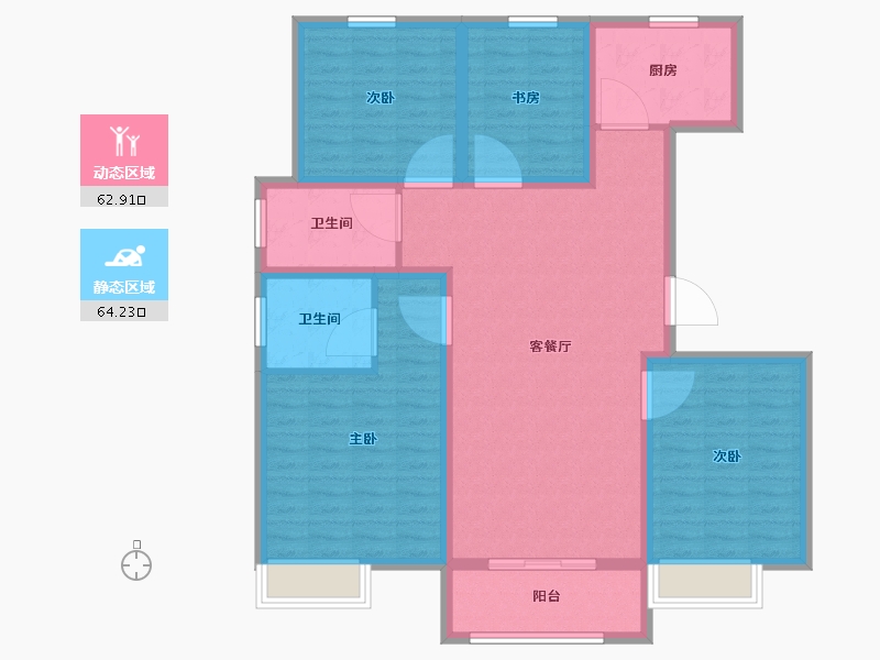 天津-天津市-恒盛官港湖上尚海湾西苑29号楼建面143m²-114.40-户型库-动静分区