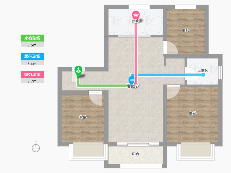 天津-天津市-华发景瑞悦天地3号楼,建面90m²-62.56-户型库-动静线