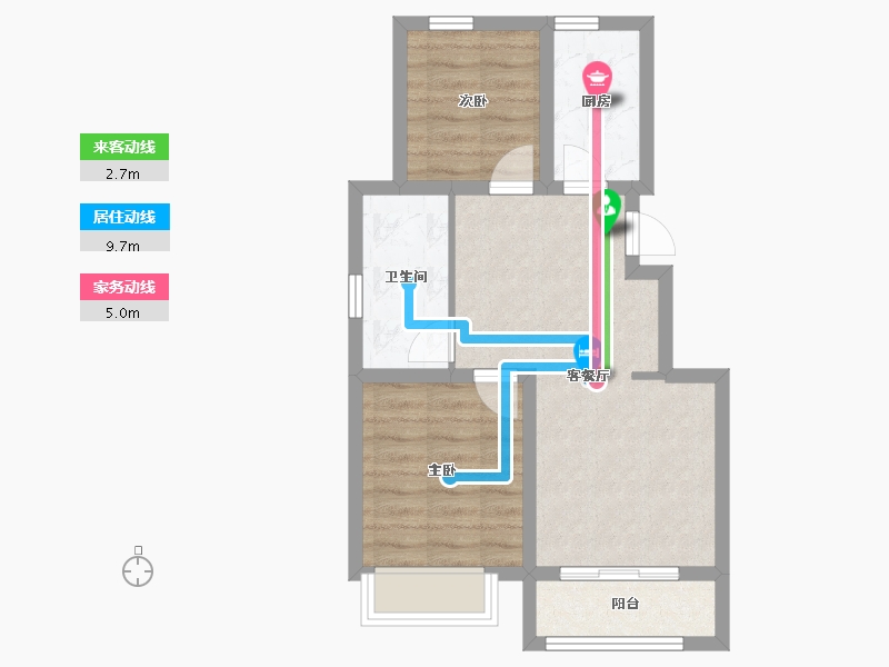 天津-天津市-华发景瑞悦天地3号楼,2号楼建面78m²-52.62-户型库-动静线