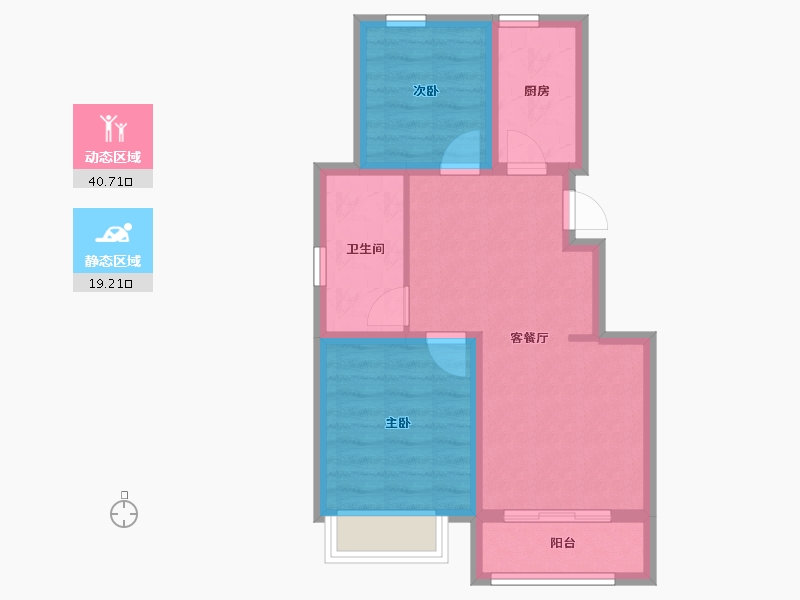 天津-天津市-华发景瑞悦天地3号楼,2号楼建面78m²-52.62-户型库-动静分区