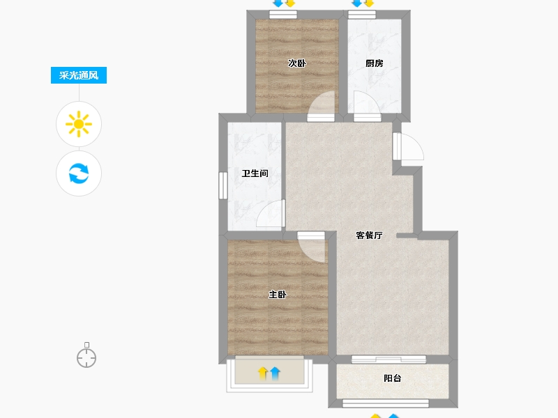 天津-天津市-华发景瑞悦天地3号楼,2号楼建面78m²-52.62-户型库-采光通风