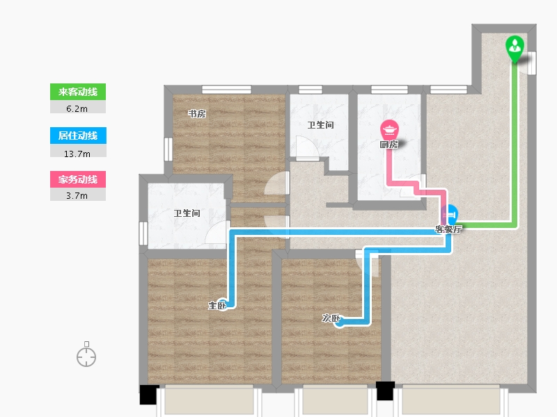 天津-天津市-金海云城2号楼,3号楼,6号楼,16号楼建面100m²-79.99-户型库-动静线