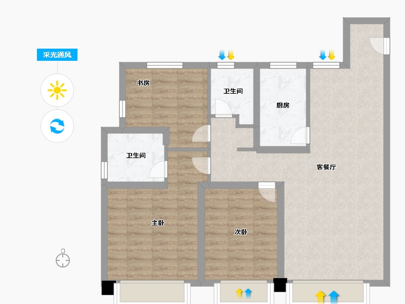 天津-天津市-金海云城2号楼,3号楼,6号楼,16号楼建面100m²-79.99-户型库-采光通风