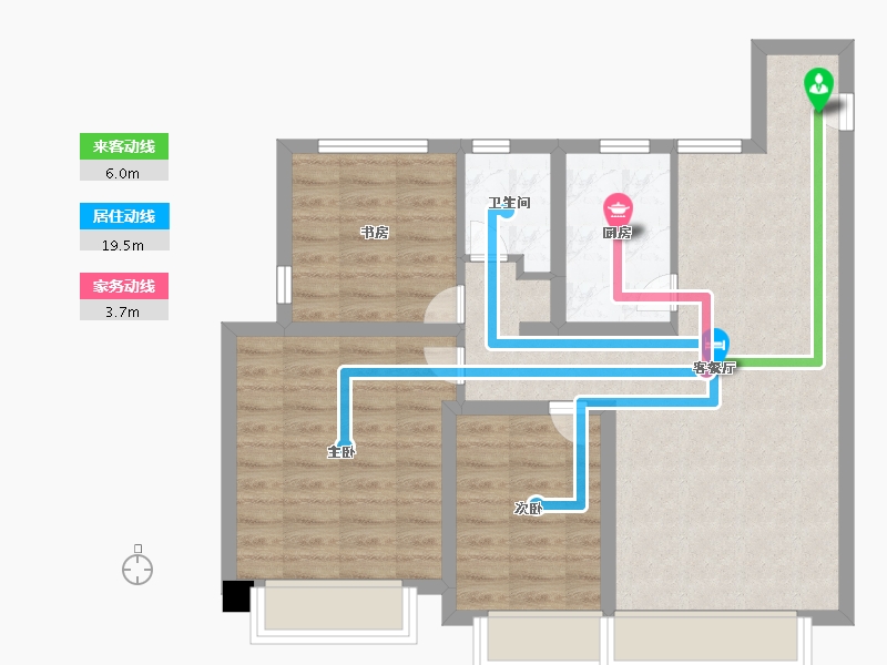 天津-天津市-金海云城1号楼,4号楼,5号楼建面90m²-71.99-户型库-动静线