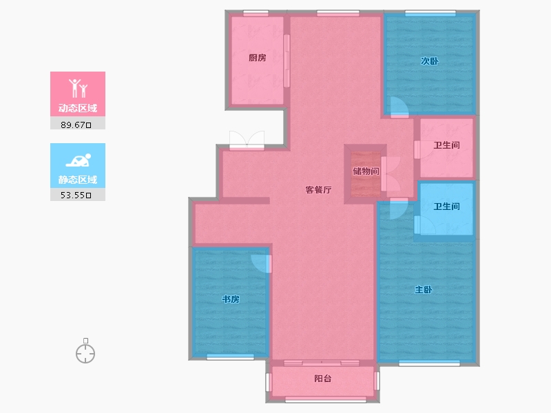 天津-天津市-榆竹里泽城花园5号楼建面160m²-128.00-户型库-动静分区