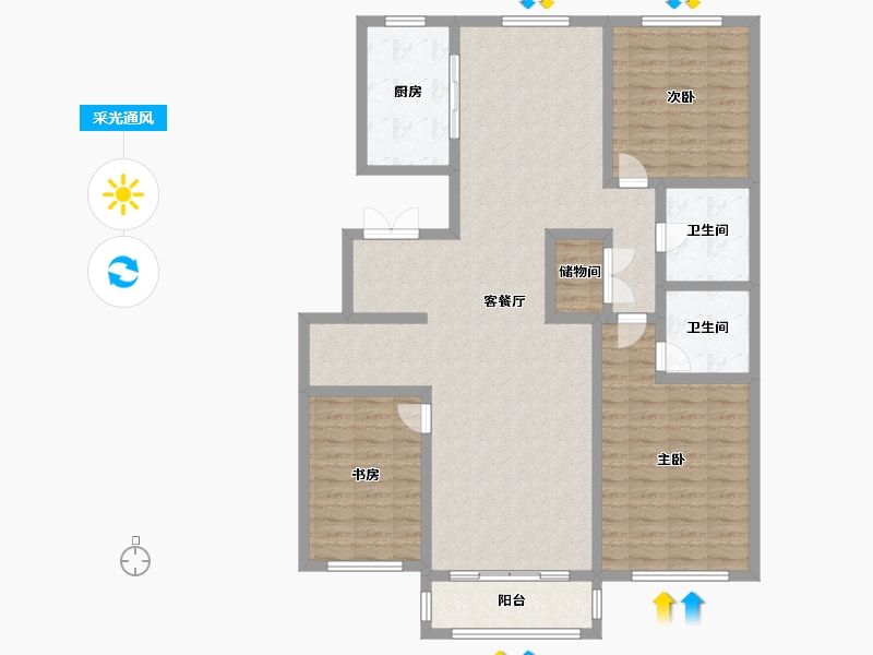 天津-天津市-榆竹里泽城花园5号楼建面160m²-128.00-户型库-采光通风