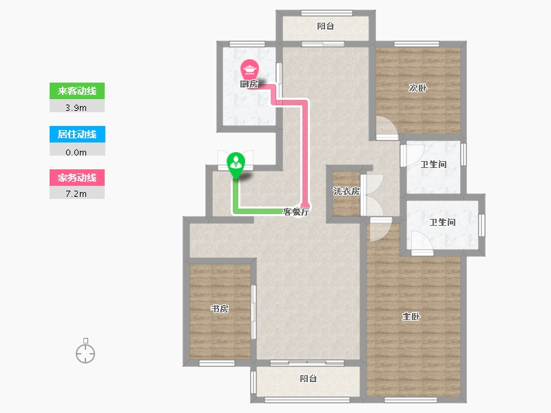 天津-天津市-榆竹里泽城花园5号楼建面176m²-140.81-户型库-动静线