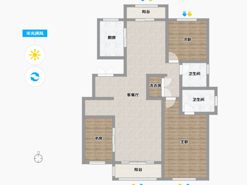 天津-天津市-榆竹里泽城花园5号楼建面176m²-140.81-户型库-采光通风