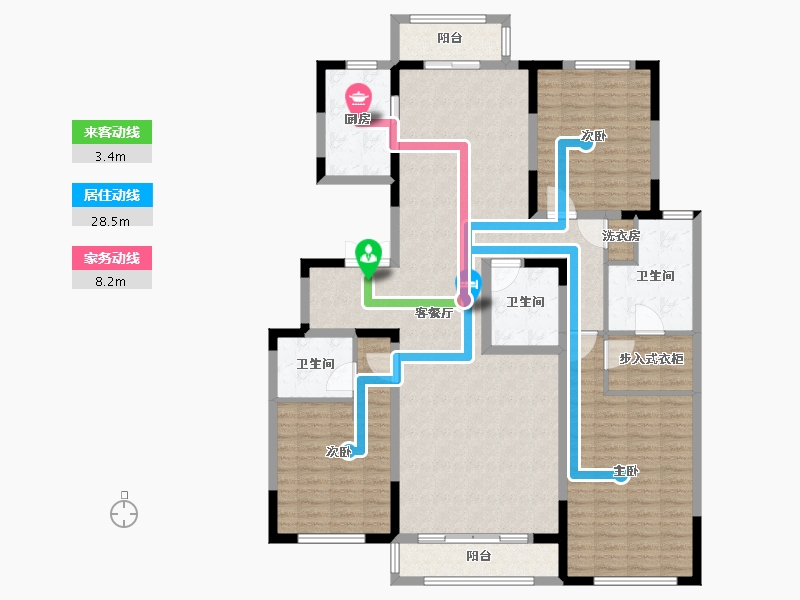 天津-天津市-榆竹里泽城花园7号楼,8号楼建面185m²-148.00-户型库-动静线