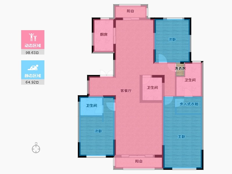 天津-天津市-榆竹里泽城花园7号楼,8号楼建面185m²-148.00-户型库-动静分区