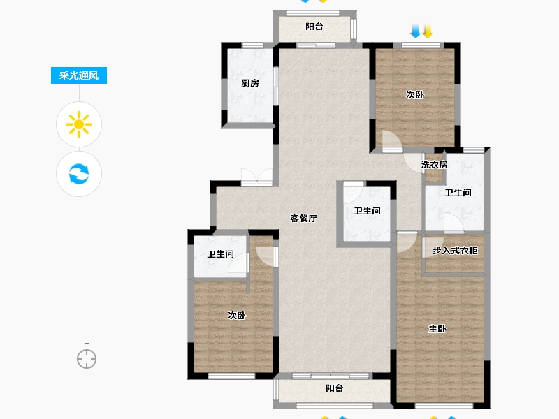 天津-天津市-榆竹里泽城花园7号楼,8号楼建面185m²-148.00-户型库-采光通风