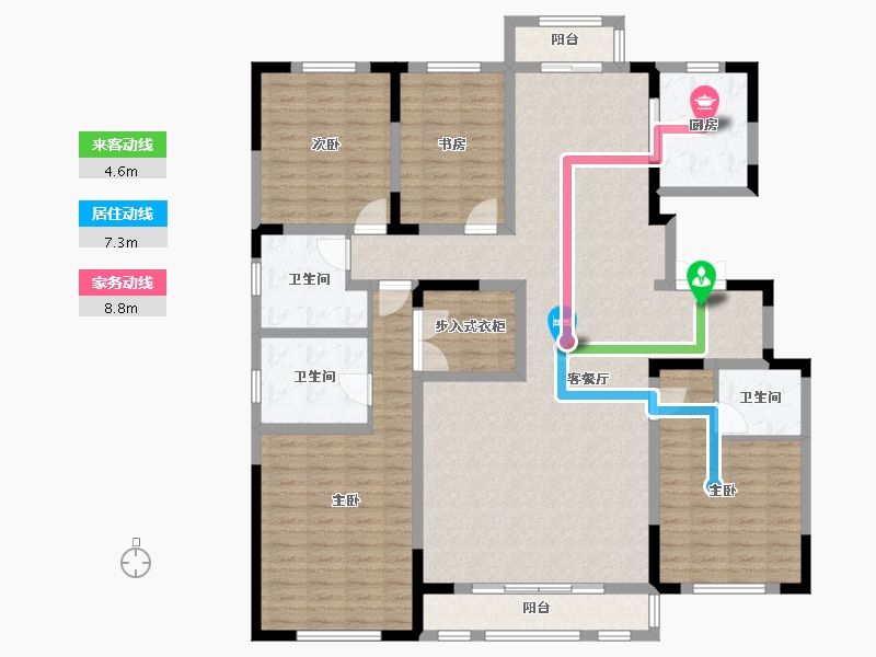 天津-天津市-榆竹里泽城花园7号楼,8号楼建面207m²-165.60-户型库-动静线