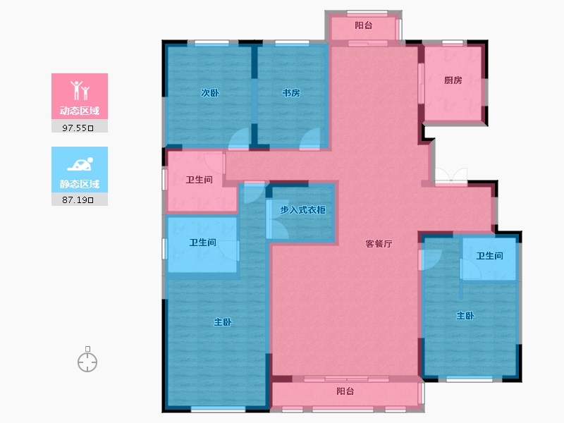 天津-天津市-榆竹里泽城花园7号楼,8号楼建面207m²-165.60-户型库-动静分区