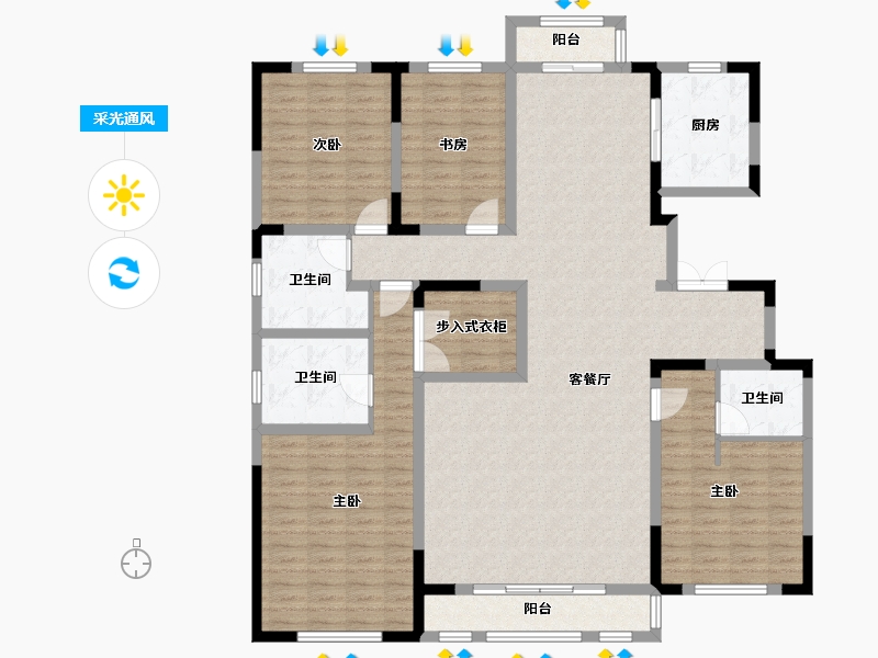 天津-天津市-榆竹里泽城花园7号楼,8号楼建面207m²-165.60-户型库-采光通风