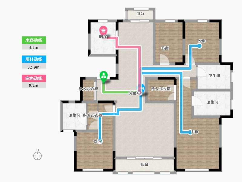 天津-天津市-榆竹里泽城花园7号楼,8号楼建面248m²-198.40-户型库-动静线