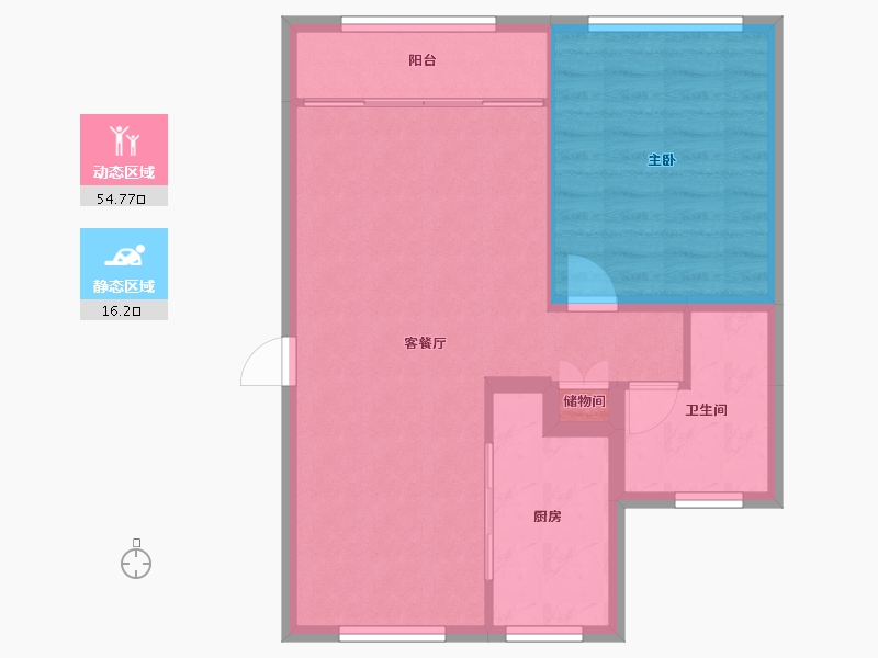 天津-天津市-贝肯山金栗园4号楼建面90m²-64.38-户型库-动静分区