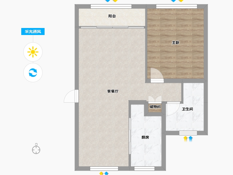 天津-天津市-贝肯山金栗园4号楼建面90m²-64.38-户型库-采光通风