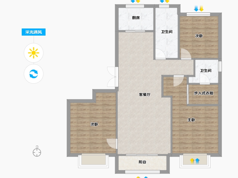 天津-天津市-远洋简宫秋韵园19号楼,秋韵园20号楼,秋韵园21号楼,秋韵园22号楼,秋韵园23号-96.41-户型库-采光通风